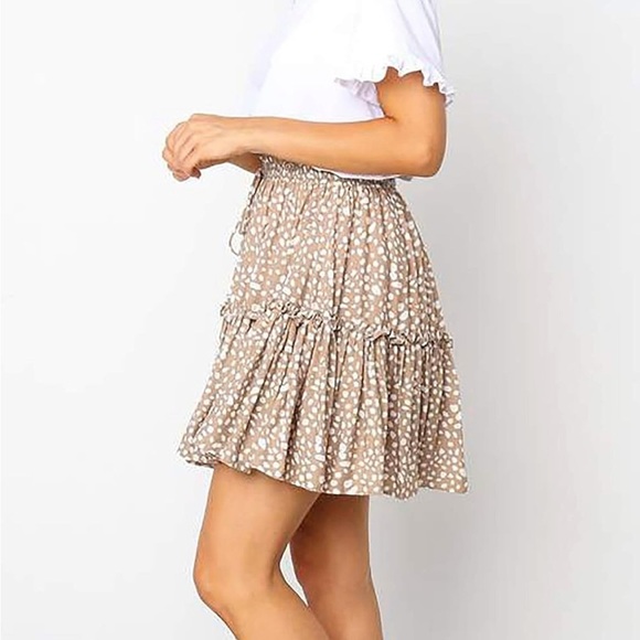 Women's Floral Flared Short Skirt Polka Dot Mini Skirt - Picture 4 of 8